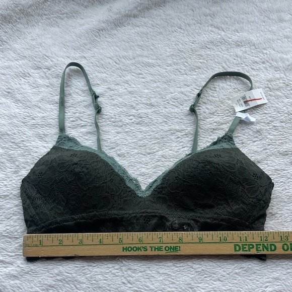 AERIE NWT REAL HAPPY WIRELESS LIGHTLY LINED GREEN LACE BRA - Picture 9 of 9
